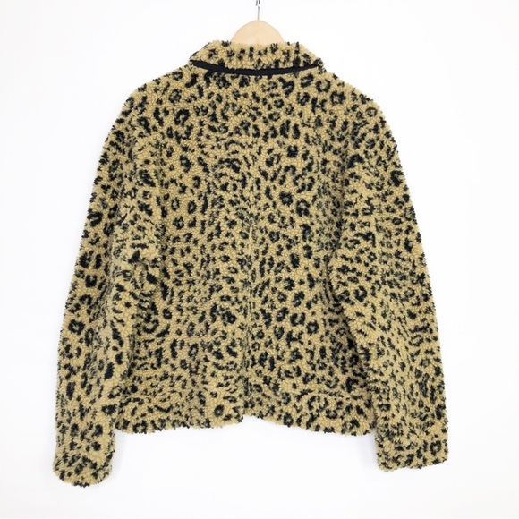 Madewell faux Sherling fleece leopard print teddy jacket - Picture 2 of 11